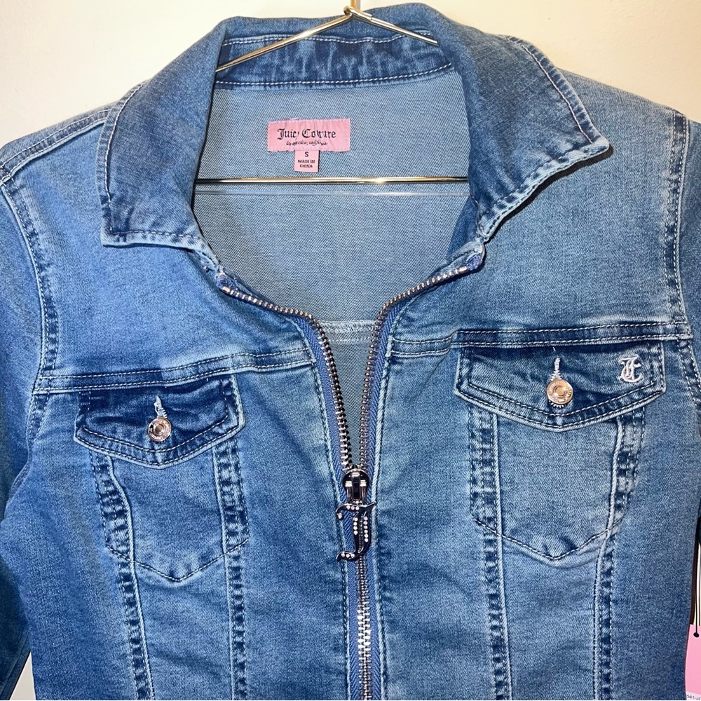 Juicy Couture Corset Trucker Denim Jacket Rhinestone Back S NWT - Picture 9 of 16